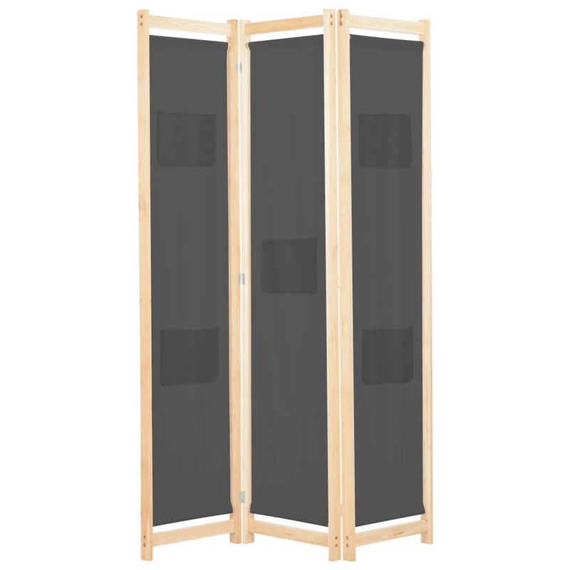 Berkfield 3-Panel Room Divider Grey 120x170x4 cm Fabric
