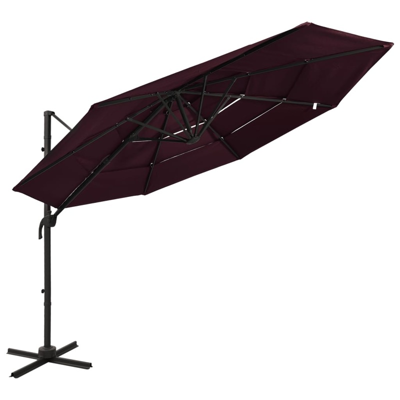 Berkfield 4-Tier Parasol with Aluminium Pole Bordeaux Red 3×3 m