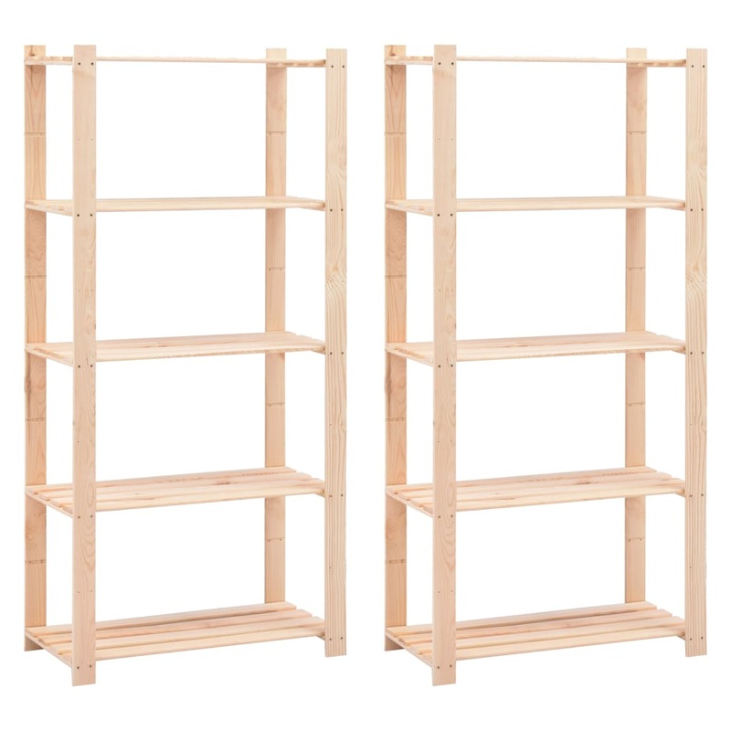 Berkfield 5-Tier Storage Racks 2 pcs 80x38x170 cm Solid Pinewood 250 kg