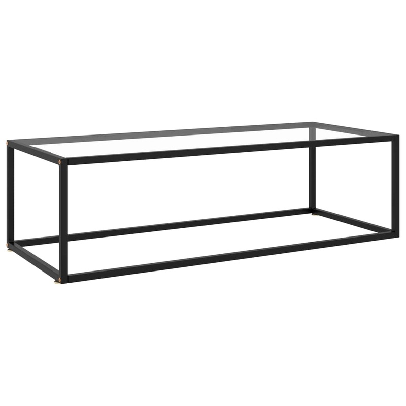 Berkfield Coffee Table Black with Tempered Glass 120x50x35 cm