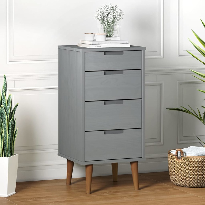 Berkfield Drawer Cabinet MOLDE Grey 40x35x82 cm Solid Wood Pine