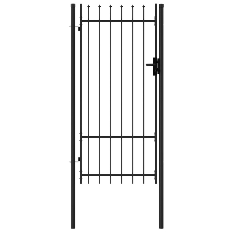 Berkfield Fence Gate Single Door with Spike Top Steel 1×2 m Black