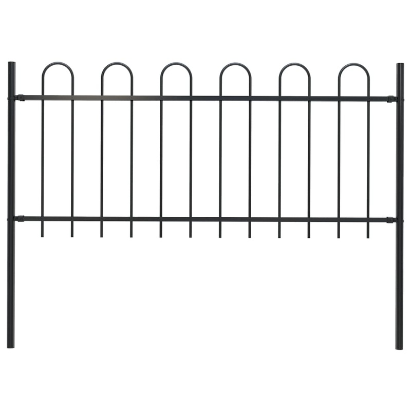 Berkfield Garden Fence with Hoop Top Steel 1.7 m Black