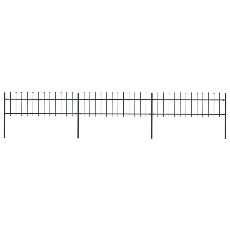 Berkfield Garden Fence with Spear Top Steel 5.1×0.6 m Black