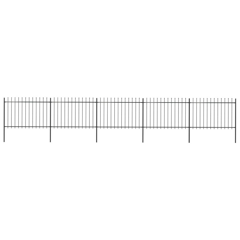 Berkfield Garden Fence with Spear Top Steel 8.5×1.2 m Black