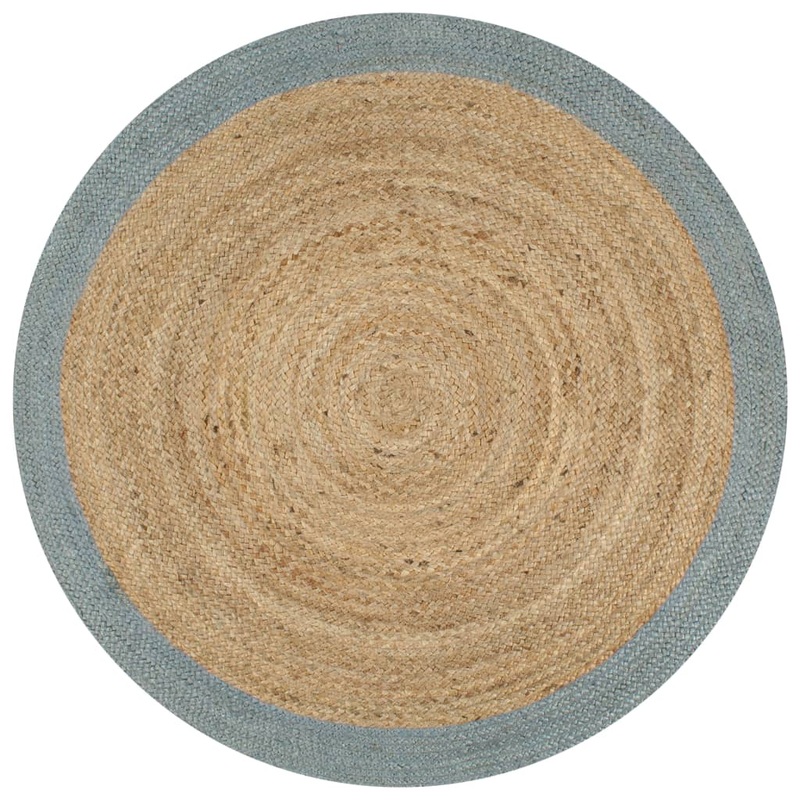 Berkfield Handmade Rug Jute with Olive Green Border 120 cm