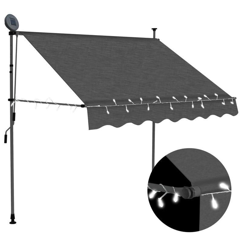 Berkfield Manual Retractable Awning with LED 150 cm Anthracite