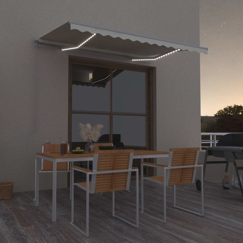 Berkfield Manual Retractable Awning with LED 300×250 cm Cream