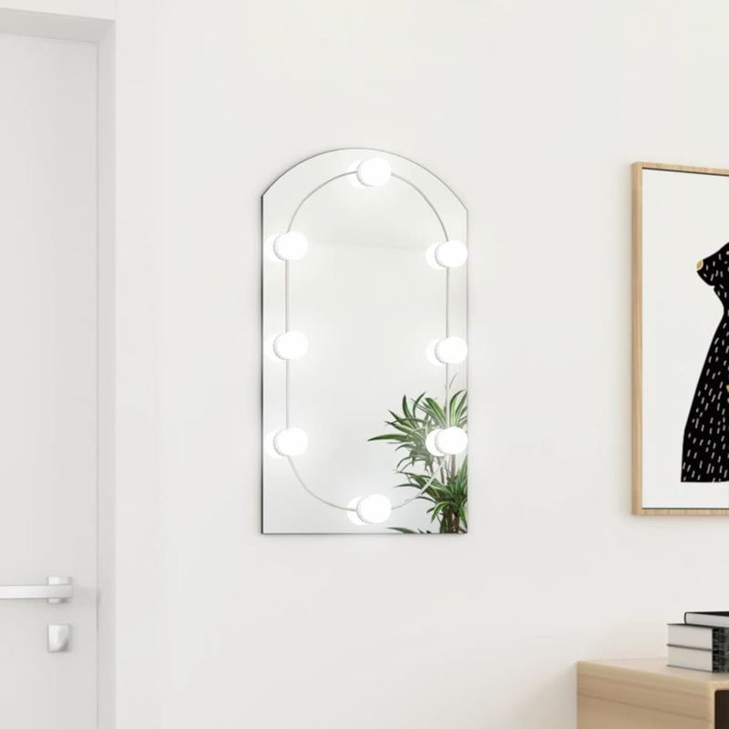 Berkfield Mirror with LED Lights 70×40 cm Glass Arch