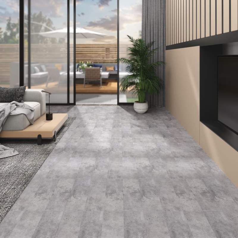 Berkfield Non Self-adhesive PVC Flooring Planks 5.26 m_ 2 mm Cement Brown