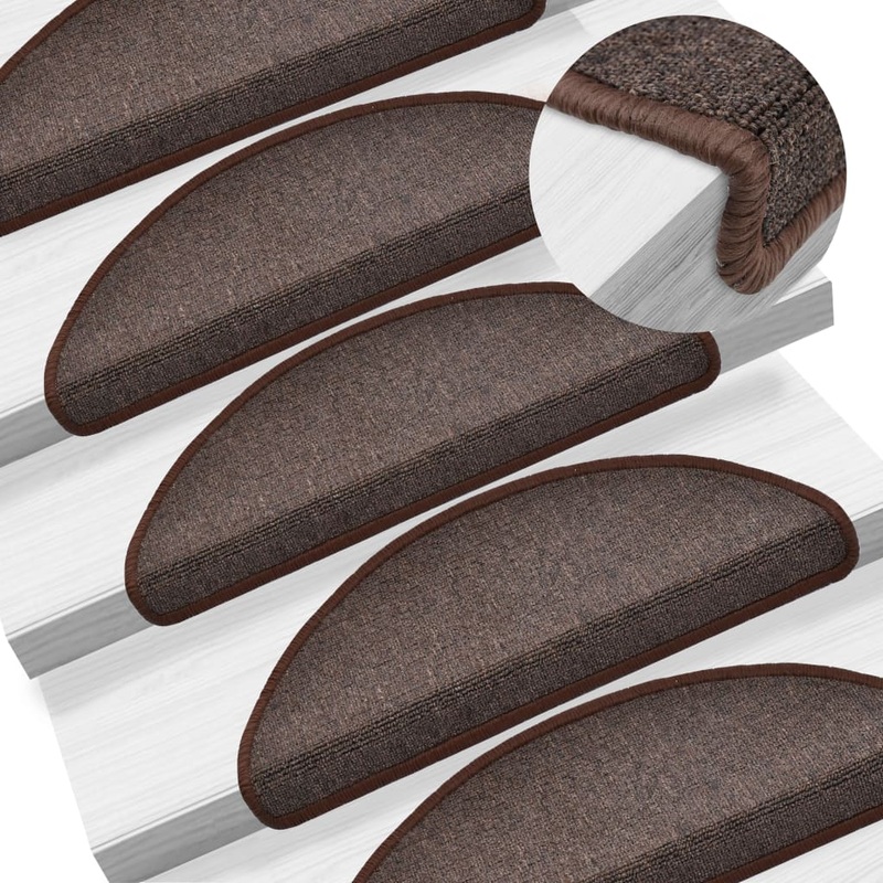 Berkfield Stair Mats 10 pcs 65x24x4 cm Coffee Brown