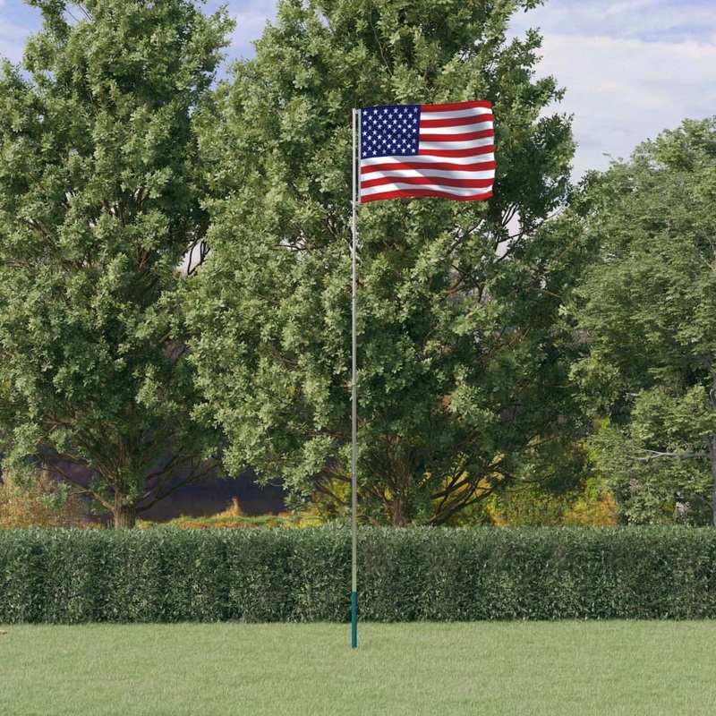 Berkfield US Flag and Pole 5.55 m Aluminium