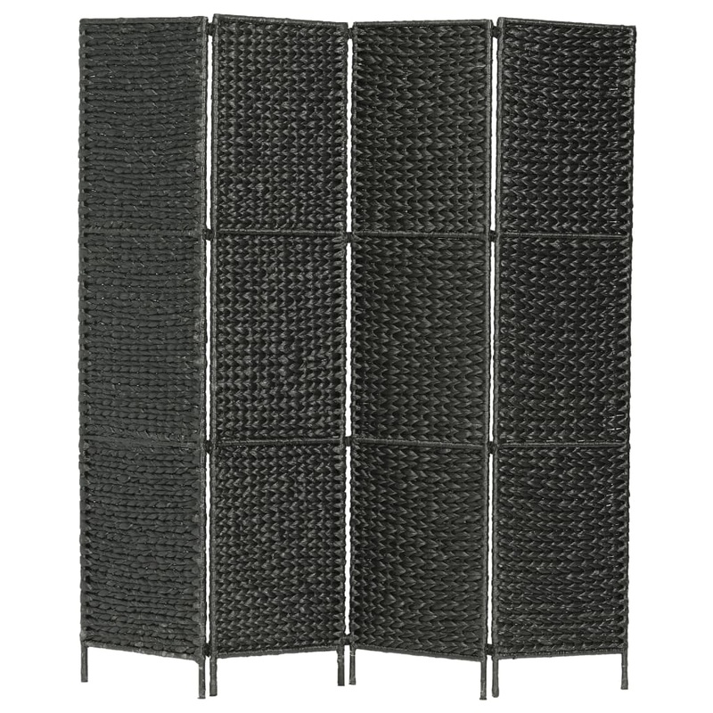 Berkfield 4-Panel Room Divider Black 154×160 cm Water Hyacinth