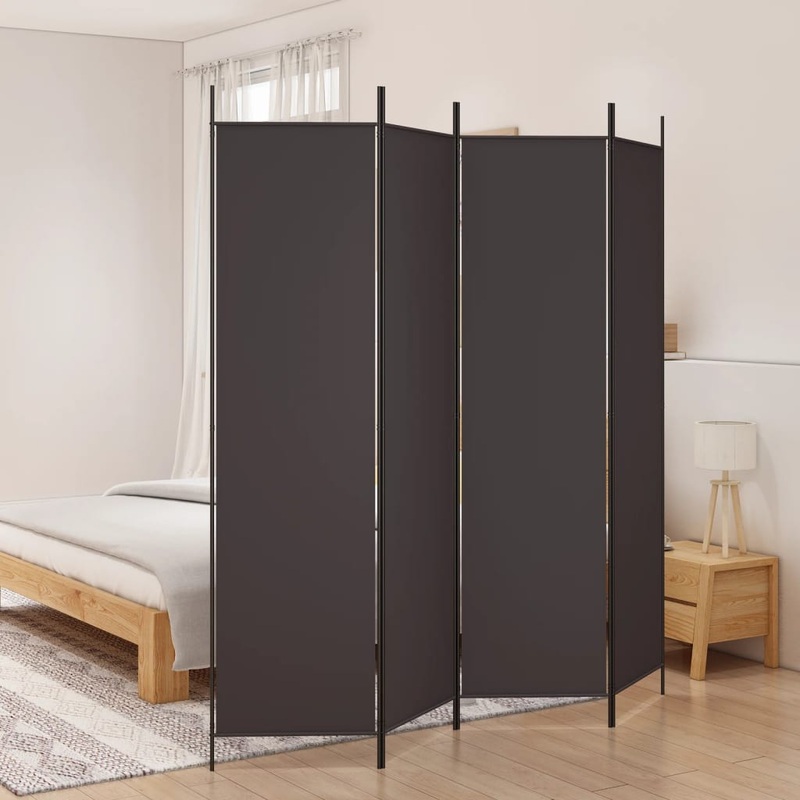 Berkfield 4-Panel Room Divider Brown 200×200 cm Fabric