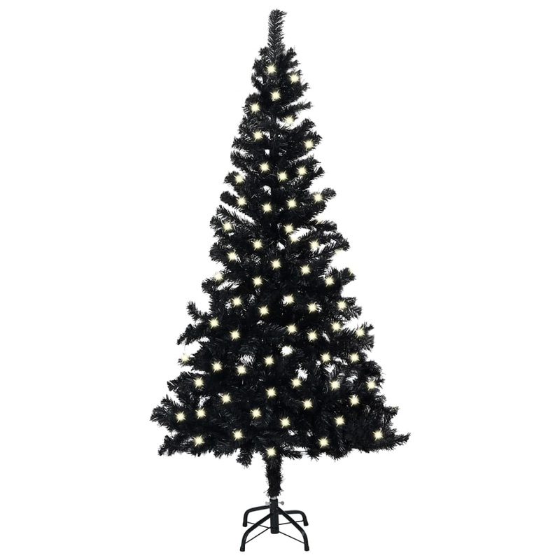Berkfield Artificial Christmas Tree with LEDs&Stand Black 120 cm PVC