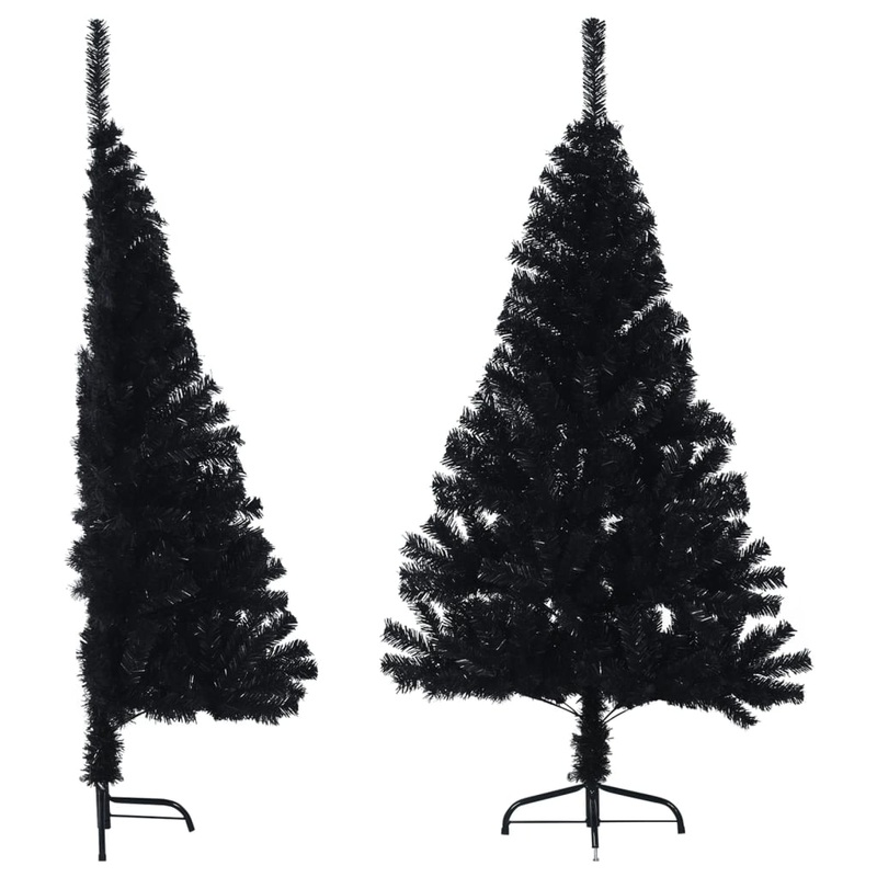 Berkfield Artificial Half Christmas Tree with Stand Black 120 cm PVC