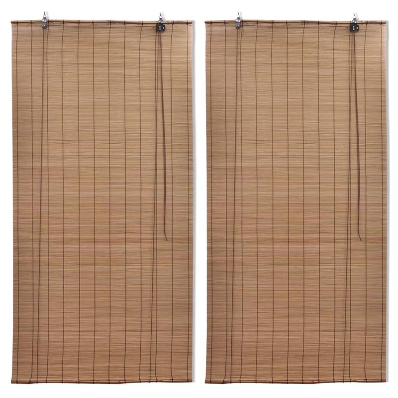 Berkfield Bamboo Roller Blinds 2 pcs 80 x 160 cm Brown