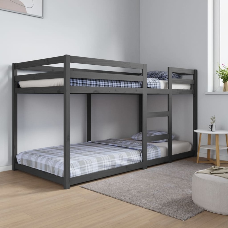 Berkfield Bunk Bed Grey 90×200 cm Solid Wood Pine