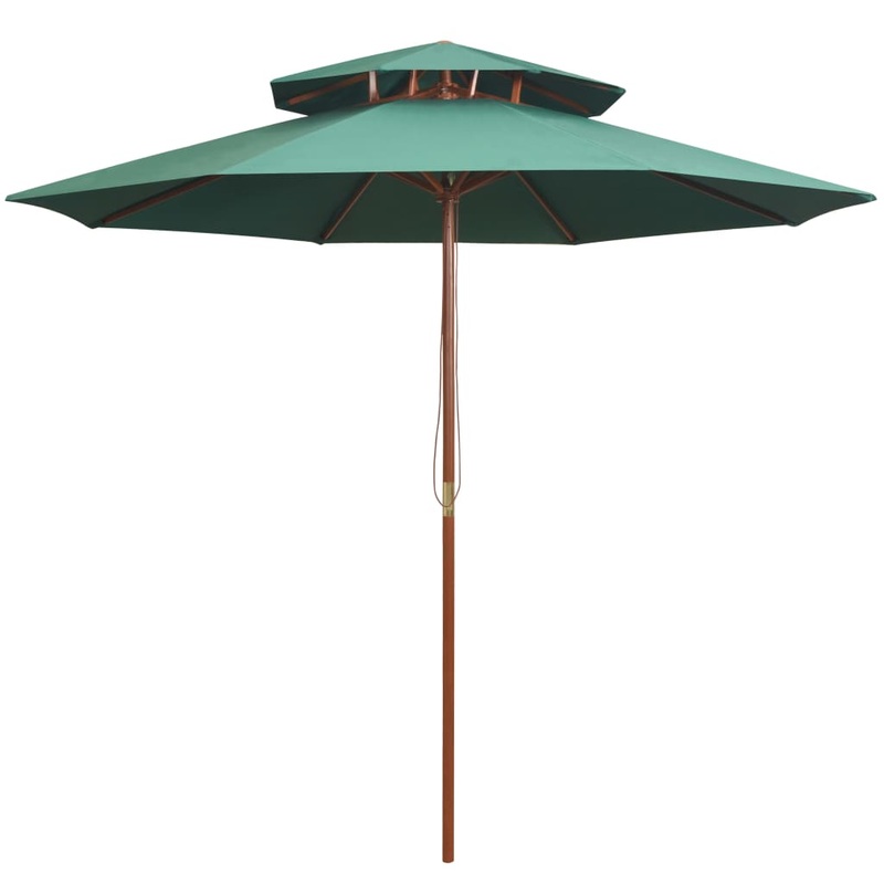 Berkfield Double Decker Parasol 270×270 cm Wooden Pole Green