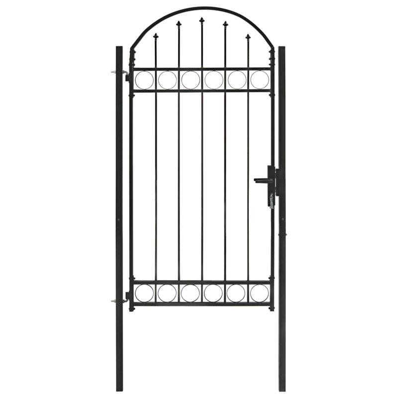 Berkfield Fence Gate with Arched Top Steel 100×250 cm Black