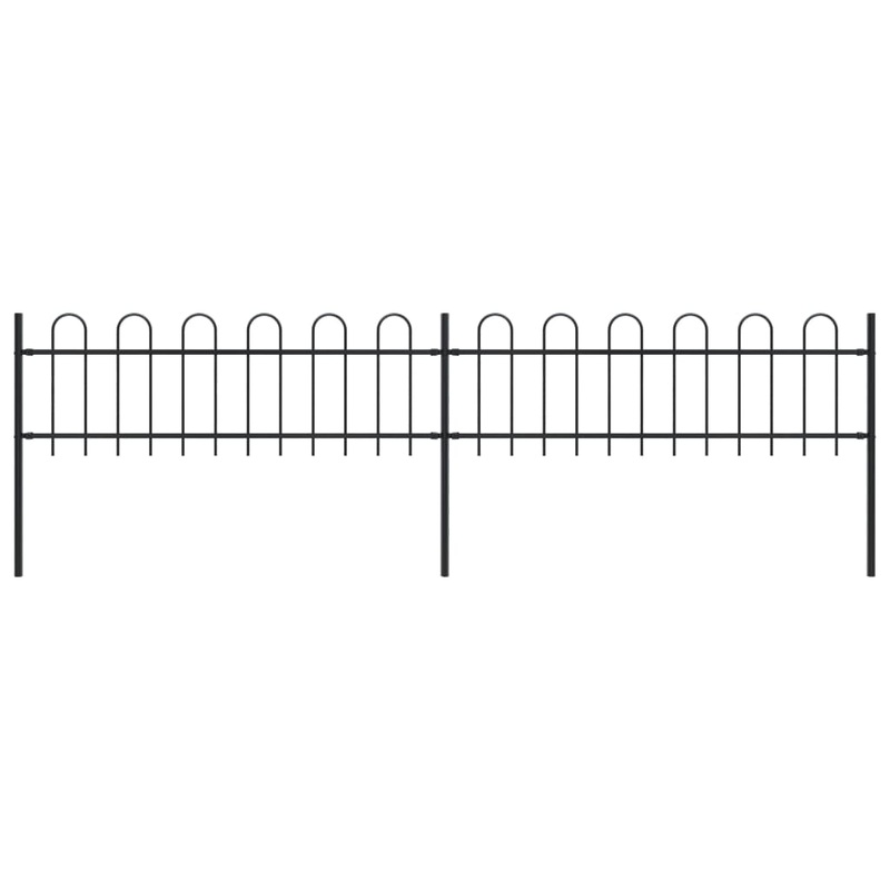 Berkfield Garden Fence with Hoop Top Steel 3.4×0.6 m Black