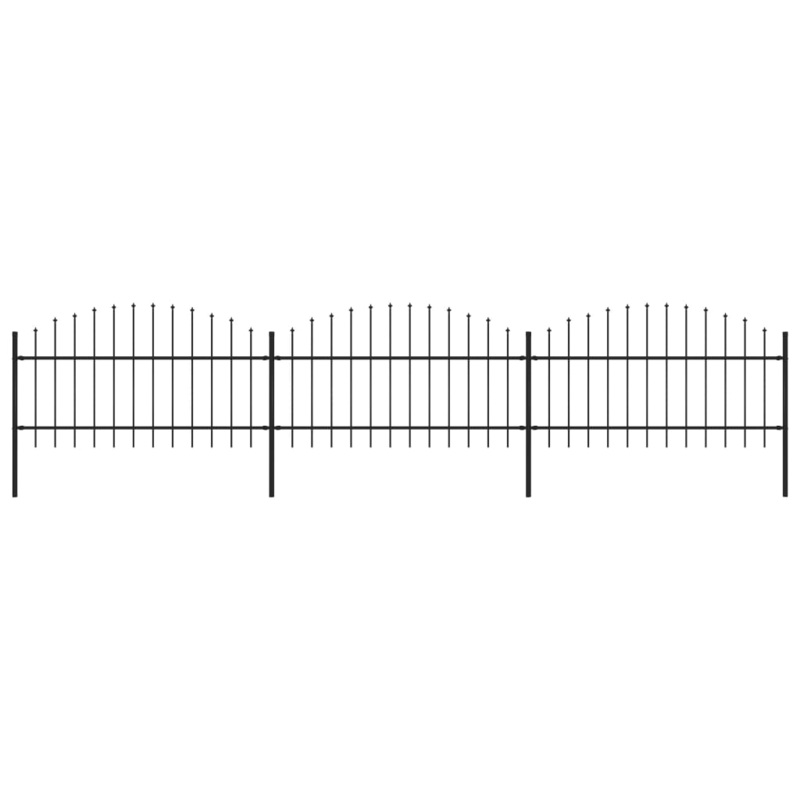 Berkfield Garden Fence with Spear Top Steel (1-1.25)x5.1 m Black