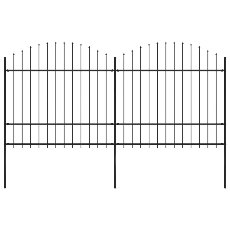 Berkfield Garden Fence with Spear Top Steel (1.5-1.75)x3.4 m Black