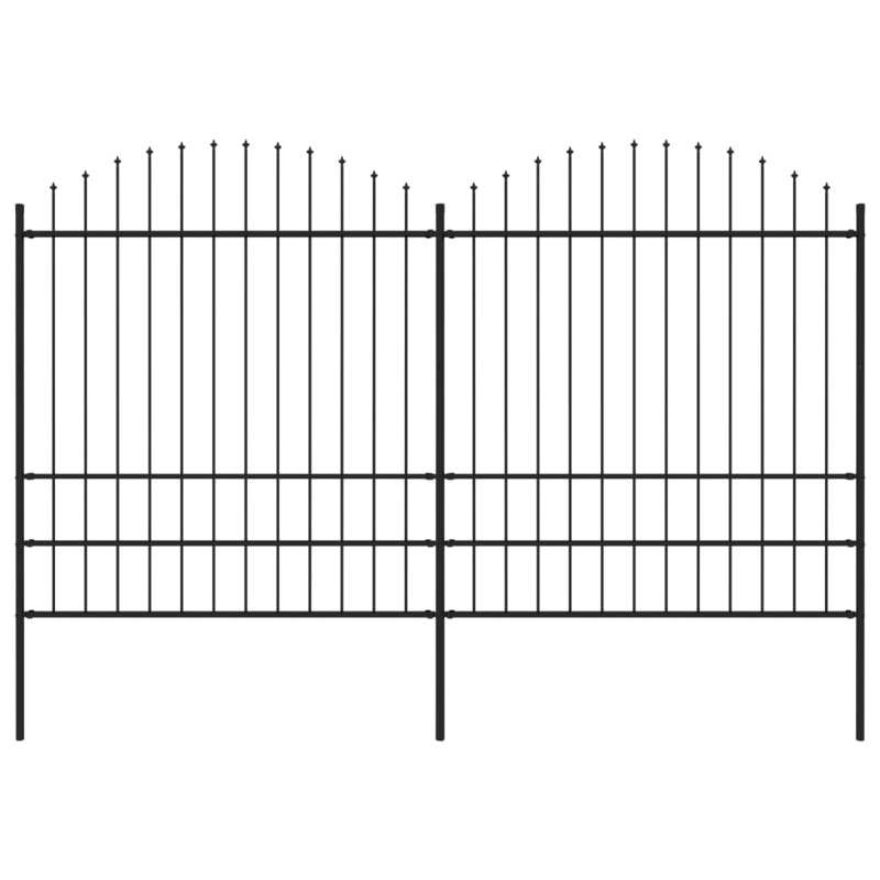 Berkfield Garden Fence with Spear Top Steel (1.75-2)x3.4 m Black