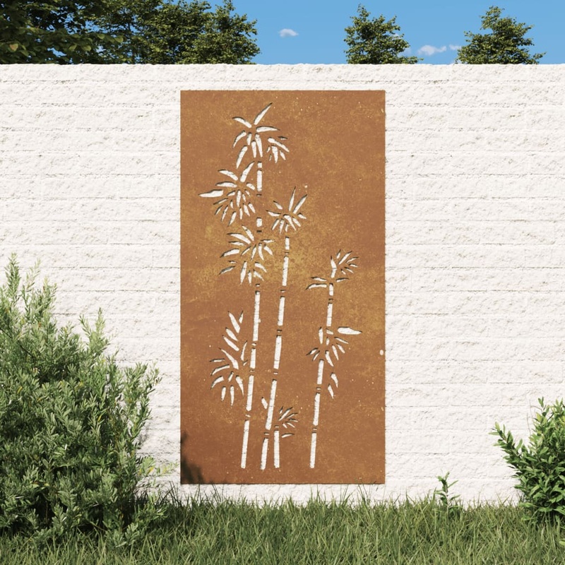 Berkfield Garden Wall Decoration 105×55 cm Corten Steel Bamboo Design