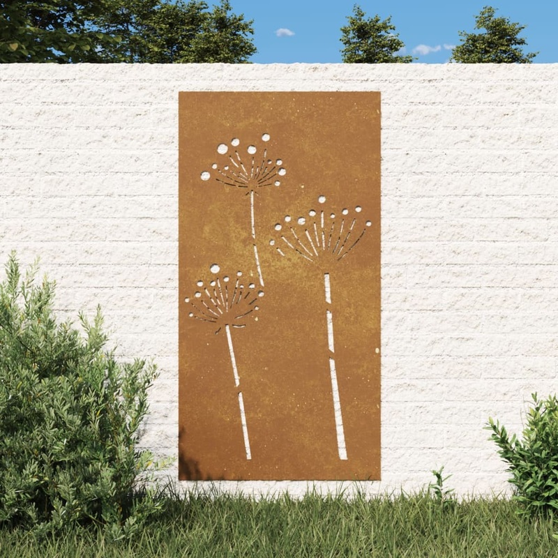 Berkfield Garden Wall Decoration 105×55 cm Corten Steel Flower Design