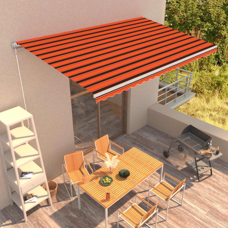 Berkfield Manual Retractable Awning 500×300 cm Orange and Brown