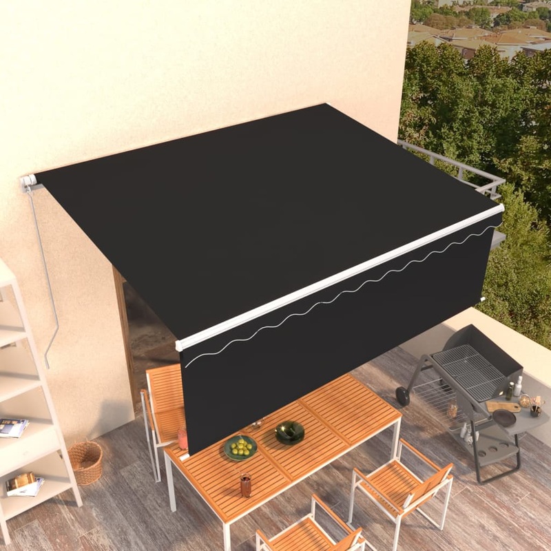 Berkfield Manual Retractable Awning with Blind 4x3m Anthracite