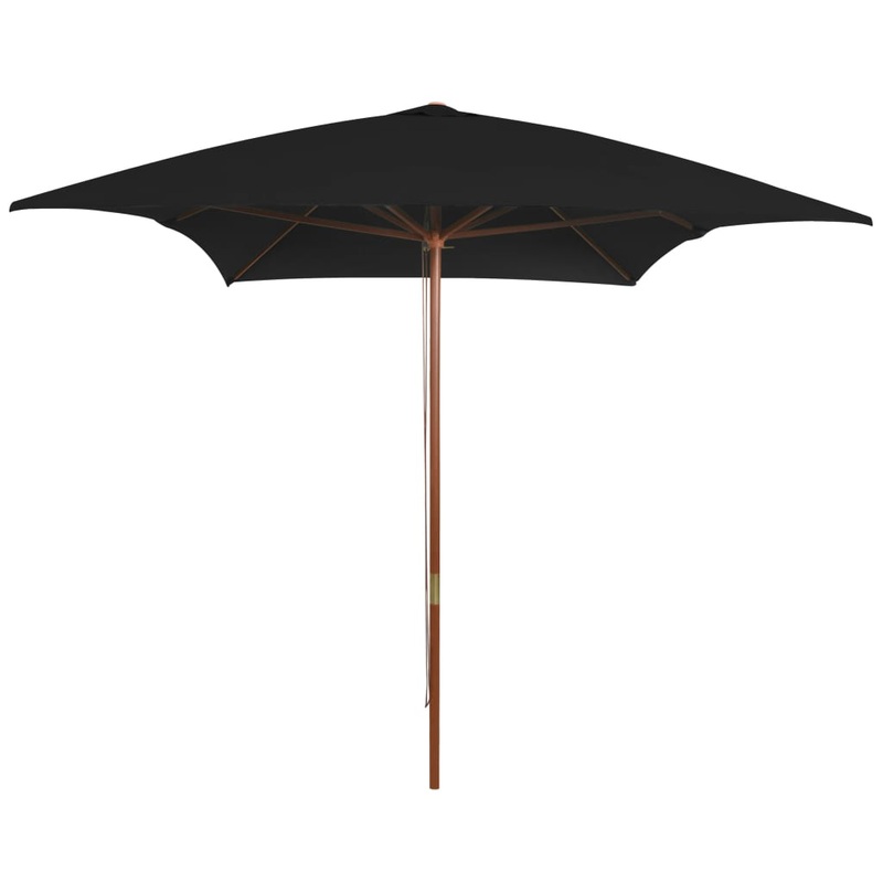 Berkfield Outdoor Parasol with Wooden Pole Black 200×300 cm