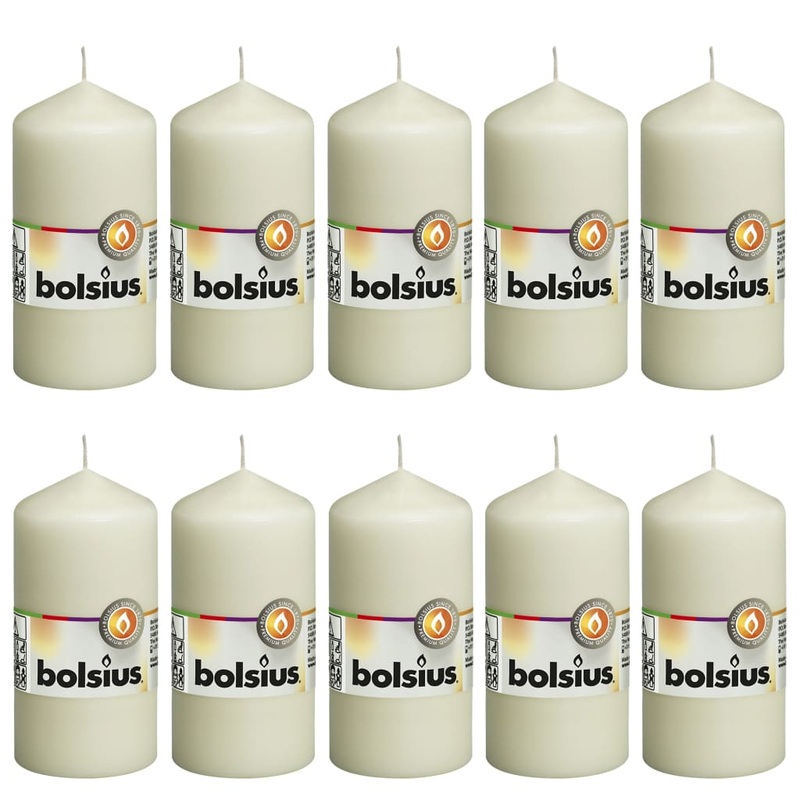 Bolsius Pillar Candles 10 pcs 120×58 mm Ivory