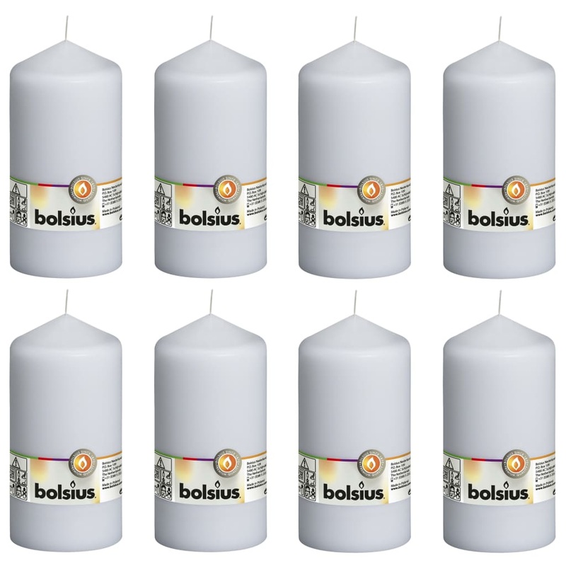 Bolsius Pillar Candles 8 pcs 150×78 mm White