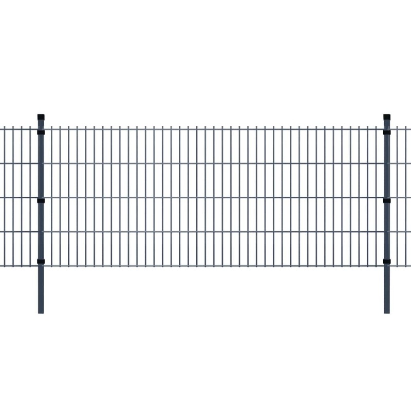 Berkfield 2D Garden Fence Panels & Posts 2008×830 mm 4 m Grey