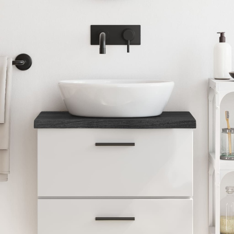Berkfield Bathroom Countertop Dark Grey 60x30x4 cm Treated Solid Wood