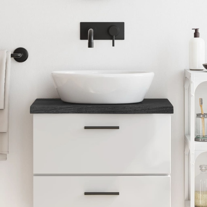 Berkfield Bathroom Countertop Dark Grey 60x40x4 cm Treated Solid Wood