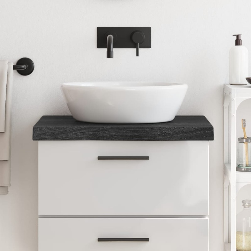 Berkfield Bathroom Countertop Dark Grey 60x60x6 cm Treated Solid Wood