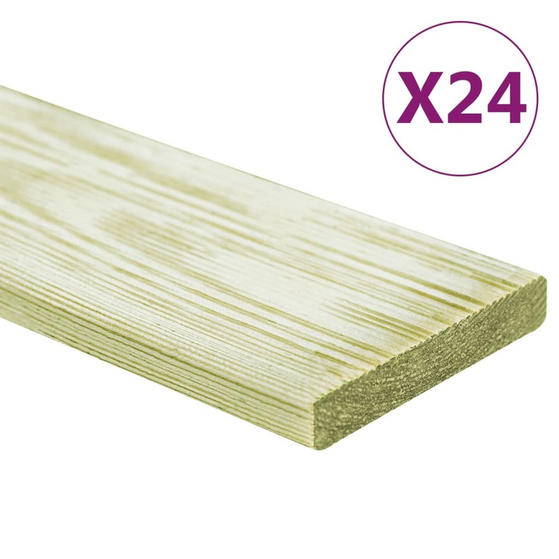 Berkfield Decking Boards 24 pcs 2.88 m_ 1m Impregnated Solid Wood Pine