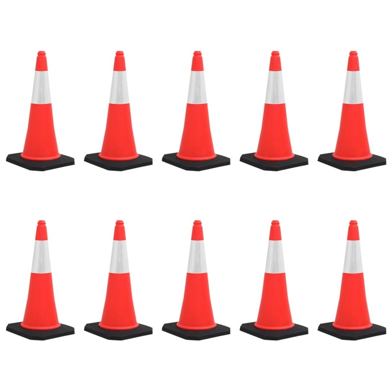 Berkfield Reflective Traffic Cones with Heavy Bases 10 pcs 75 cm