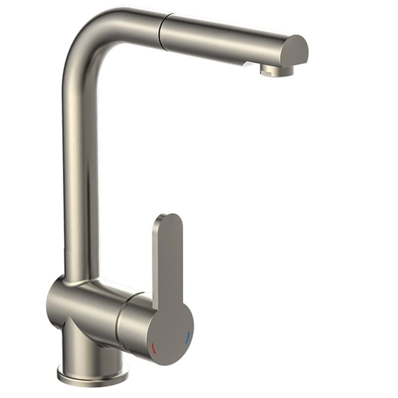 SCHTTE Sink Mixer with Pull-out Spray LONDON Low Pressure Stainless Steel Look