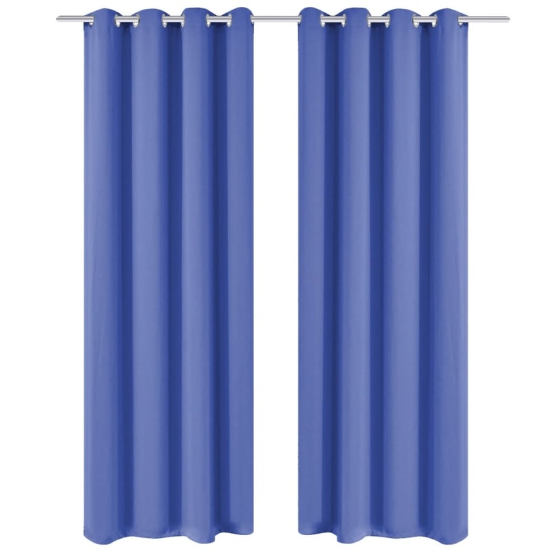Berkfield Blackout Curtains 2 pcs with Metal Eyelets 135×245 cm Blue