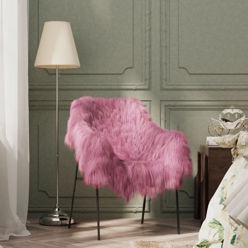 Berkfield Icelandic Sheepskin Chair Cover Pink 70×110 cm
