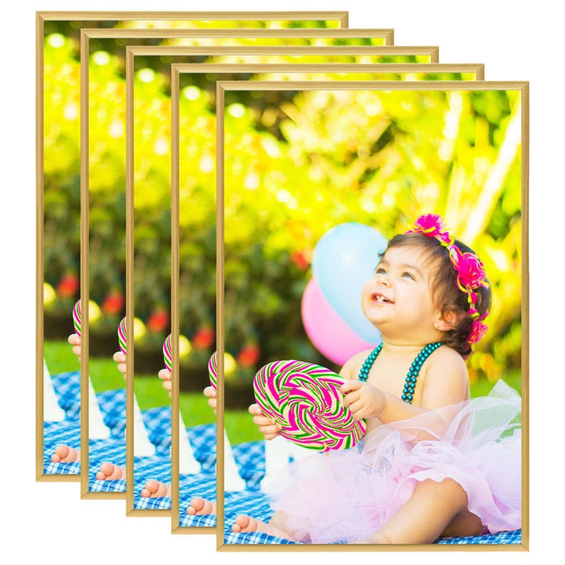 Berkfield Photo Frames Collage 5 pcs for Wall or Table Gold 28×35 cm MDF