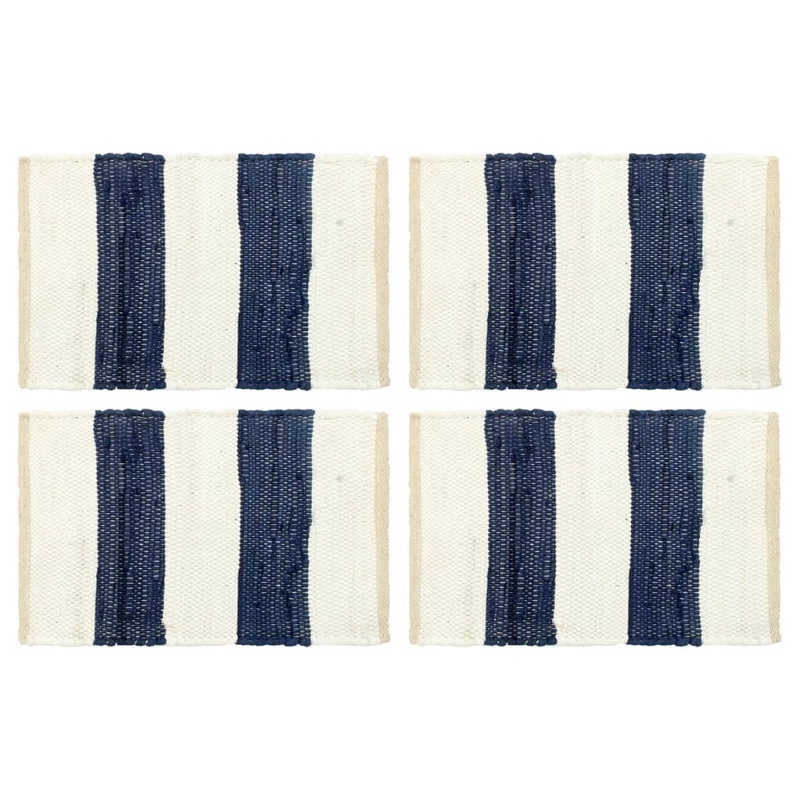 Berkfield Placemats 4 pcs Chindi Stripe Blue and White 30×45 cm