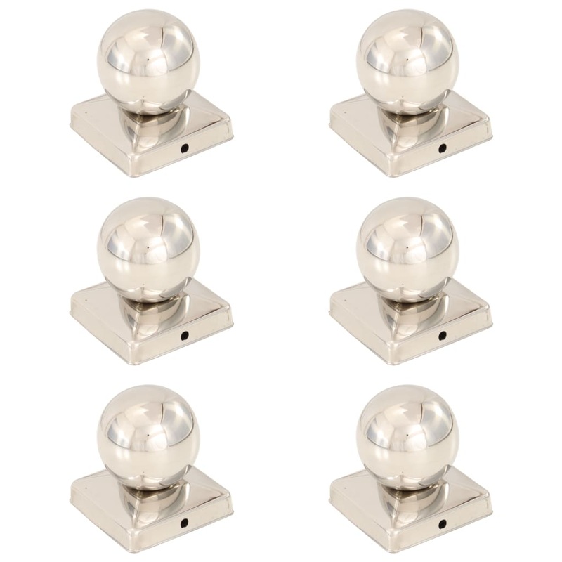 Berkfield Post Caps 6 pcs Globe Final Stainless Steel 101×101 mm