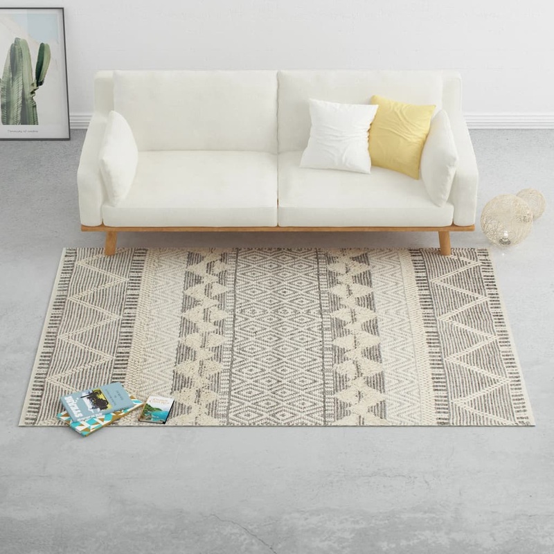 Berkfield Rug Handwoven Wool 80×150 cm White/Grey/Black/Brown