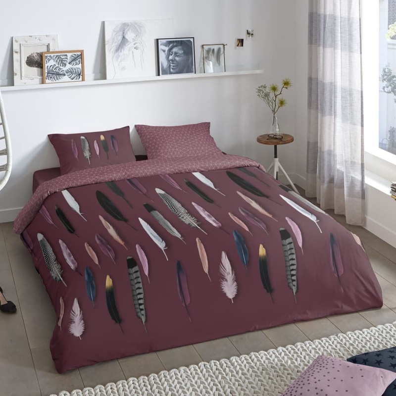 Good Morning Duvet Cover FEATHERS 135×200 cm Bordeaux