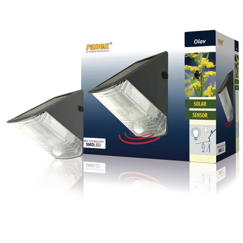 Ranex Solar Wall Light with PIR Sensor 0.5 W Black 5000.261
